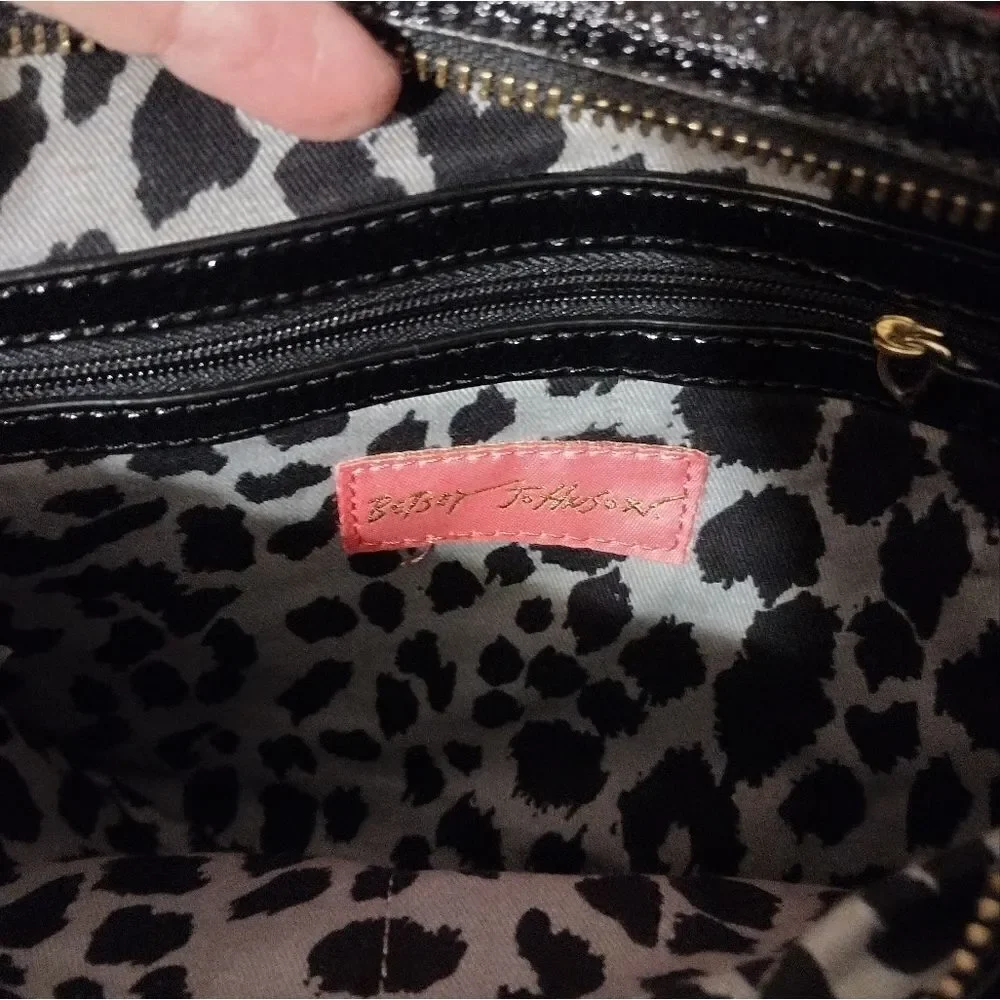 Betsey Johnson Hottie Spottie velour hobo bag